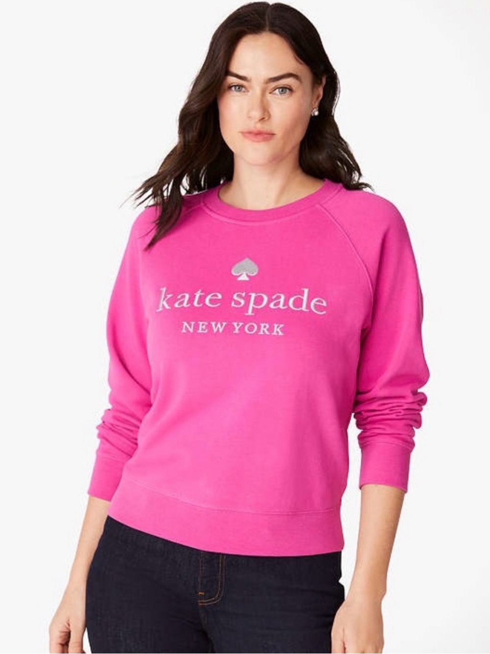 kate spade Pink Embroidered Logo Crewneck Sweatshirt Size XL, New with tag